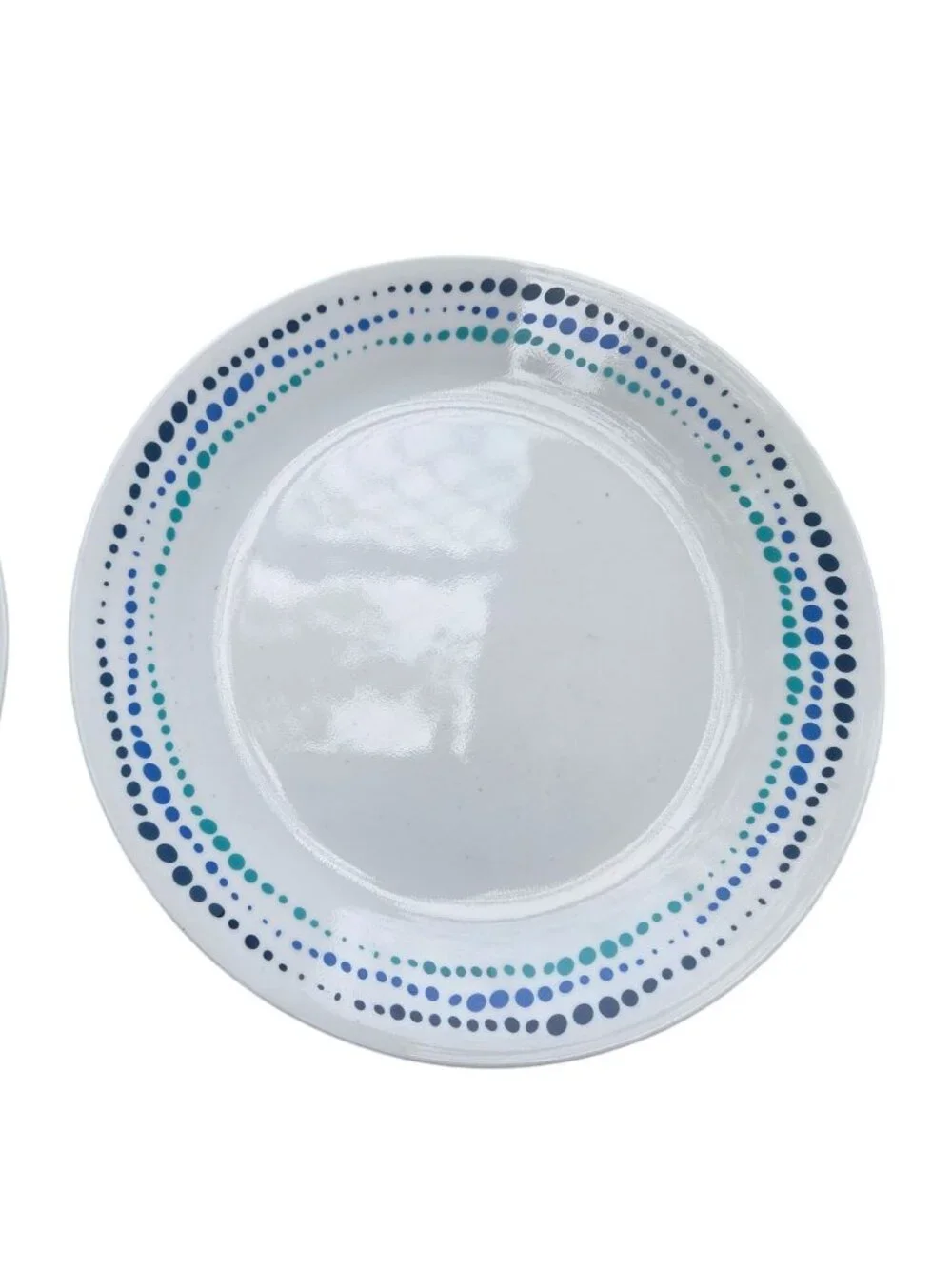 Corelle Ocean Dinner Plates Set Of 2 White With Blue & Teal Dots 10.25